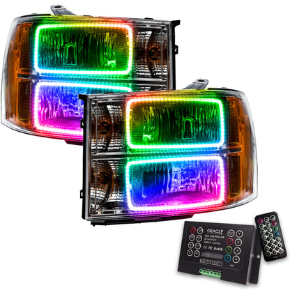 Oracle 07-13 GMC Sierra SMD HL - Square Ring Design - ColorSHIFT w/ 2.0 Controller
