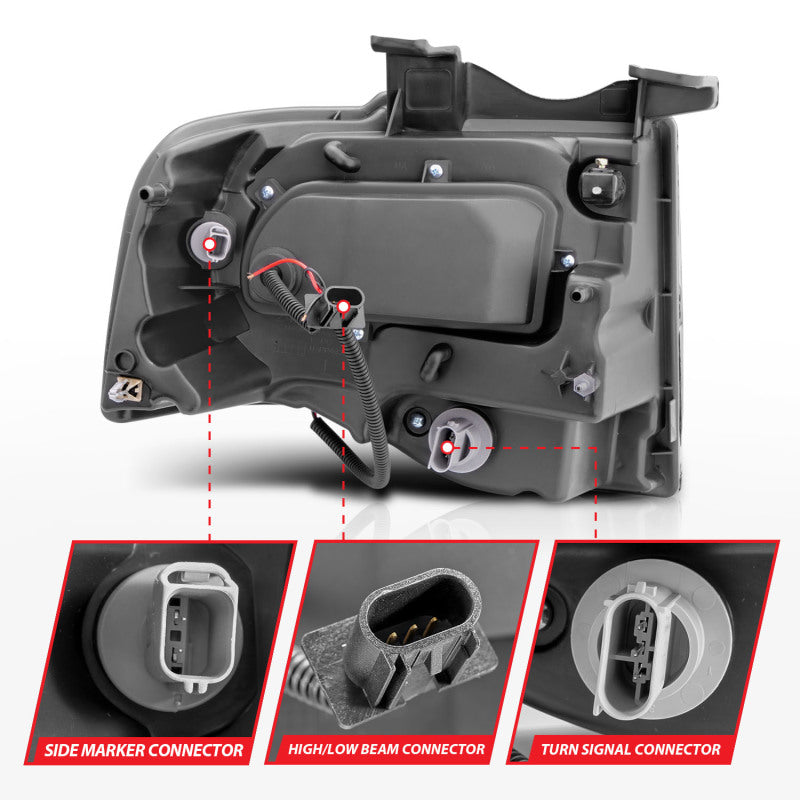 ANZO 2007-2014 Ford Expedition Projetor Faróis com Halo Preto