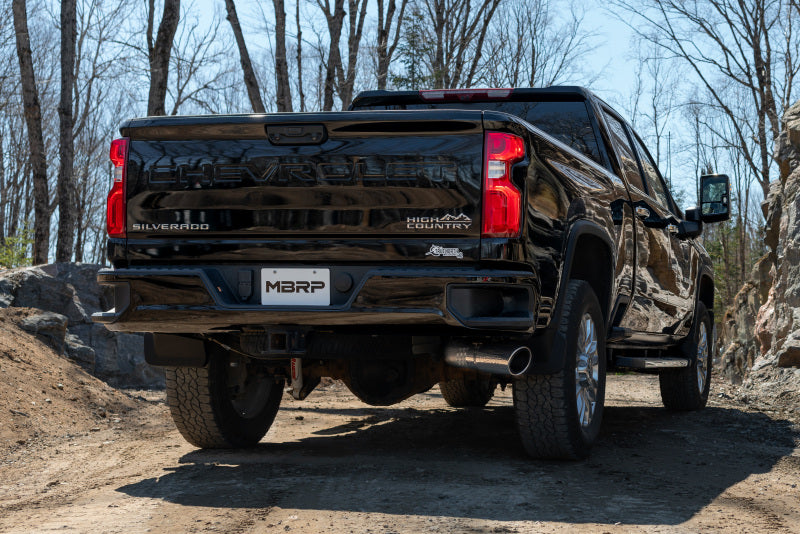 MBRP 2020+ GMC/Chevy 2500/3500 6.6L Duramax 4in Mand Bent Tubing AL-Ser Cat Back Single Side - Alumbre