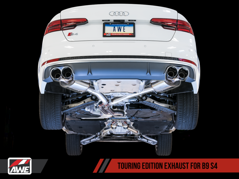 Escape AWE Tuning Audi B9 S4 Touring Edition - No resonado (puntas negras de 102 mm)