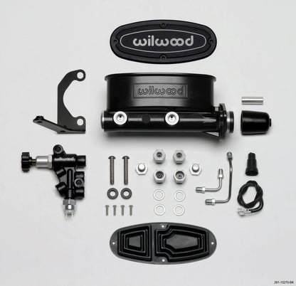Kit Wilwood HV Tandem M/C com suporte L/H e válvula de propulsão - 1 furo de 1/8 pol. preto