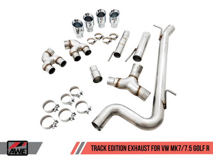 Escape AWE Tuning Mk7 Golf R Track Edition com ponteiras cromadas 102 mm