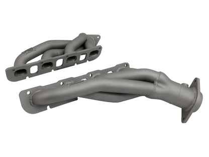 aFe Twisted Steel 304SS Cabecera corta 15-22 Dodge Challenger SC V8-6.2L / 6.4L Revestimiento de titanio HEMI