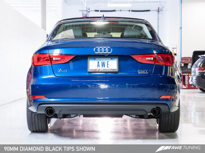 Escapamento AWE Tuning Audi 8V A3 Touring Edition - Saída Dupla Diamond Black 90 mm Pontas