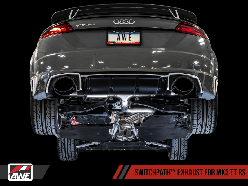 AWE Tuning 18-19 Audi TT RS 2.5L Turbo Coupe 8S/MK3 SwitchPath Escape c/Diamond Black RS-Style Tips