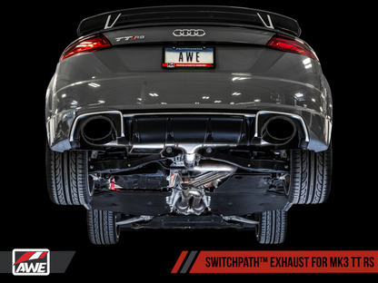 AWE Tuning 18-19 Audi TT RS 2.5L Turbo Coupe 8S/MK3 SwitchPath Escape c/Diamond Black RS-Style Tips