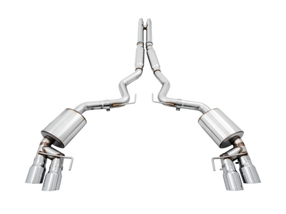 AWE Tuning 2018+ Ford Mustang GT (S550) Cat-Back Exhaust - Touring Edition (Quad Chrome Silver Tips)