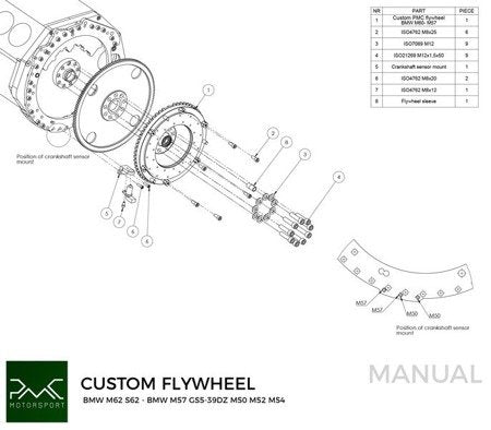 PMC Motorsport - Adapter Kit BMW V8 M62 S62 - BMW M50 M52 M54 S50 S52 ZF310 ZF320 E36 M3 Getrag 420 (A-M62-M50-240)