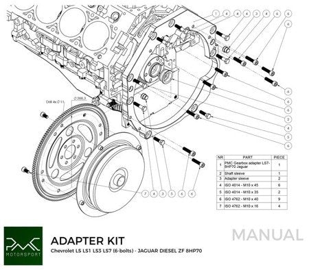 PMC Motorsport - Adapter Kit GM Chevrolet V8 LS - Jaguar Diesel ZF 8HP70 (A-LS-JAG)
