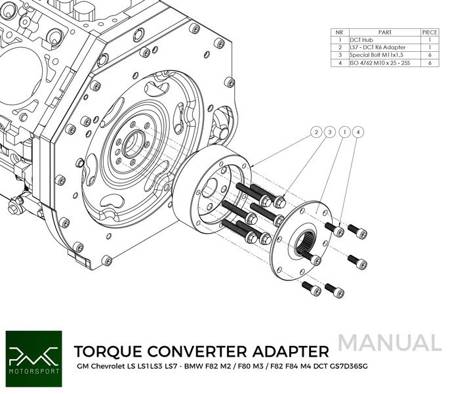 PMC Motorsport - Adapter Kit GM Chevrolet LSX - BMW DCT DKG Getrag GS7D36SG Inline-six (A-LSX-DCT6-L)