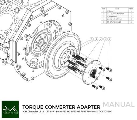 PMC Motorsport - Adapter Kit GM Chevrolet LSX - BMW DCT DKG Getrag GS7D36SG Inline-six (H) (A-LSX-DCT6-H)