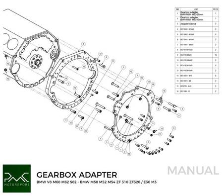 PMC Motorsport - Adapter kit BMW M60 - BMW M50 S50 M52 S52 M54 - 240mm / 9.45" (A-M60-M50-240)