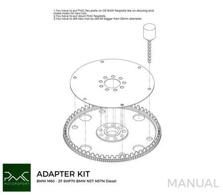 PMC Motorsport - Kit adaptador BMW M62 - BMW N57N N57 ZF 8HP70 (A-M62-8HP)