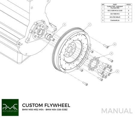 PMC Motorsport - Flywheel BMW M50 S50 M52 S52 M54 S54 - BMW N54 - 240mm / 9.45" 5700g / 12,9lb (K0N54-57-M5)