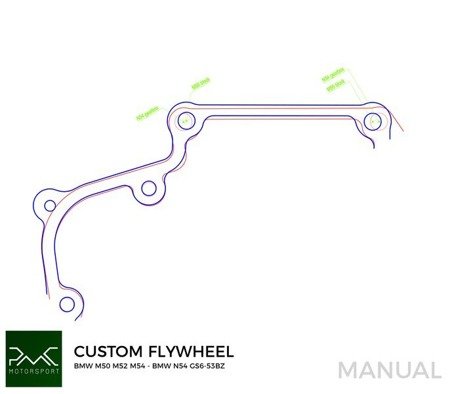 PMC Motorsport - Flywheel BMW M50 S50 M52 S52 M54 S54 - BMW N54 - 240mm / 9.45" 5700g / 12,9lb (K0N54-57-M5)