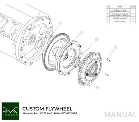 PMC Motorsport - Flywheel Mercedes-Benz M113 M156 - BMW M50 S50 M52 S52 M54 S54 M57 - 240MM / 9.45" (K0M50-240-M156)