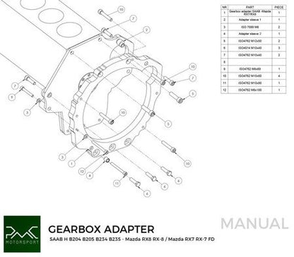 PMC Motorsport - Gearbox Adapter Plate Saab H - Mazda RX-7 Mazda RX-8 (F0RX8-SAAB)