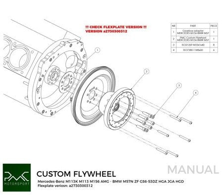 PMC Motorsport - RACE STAGE 2 Mercedes-Benz M113 - BMW M57N HGD JGA - 184mm / 7.25" (P) (RS2-M113K-HGD-184P)