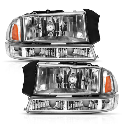 Conjunto de farol de cristal ANZO 1997-2004 Dodge Dakota âmbar cromado