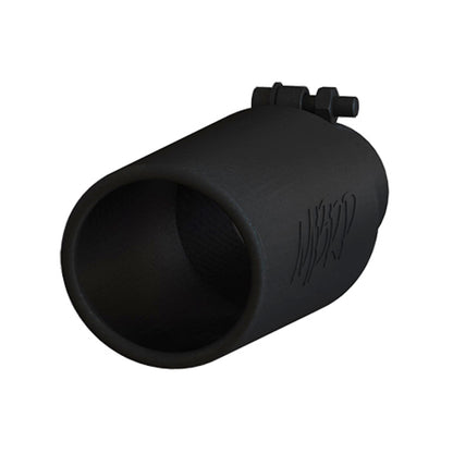 Punta universal MBRP 4 in OD Extremo enrollado en ángulo Entrada de 2,5 in Longitud de 12 in Negro