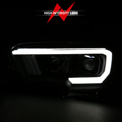 ANZO 2016-2017 Toyota Tacoma Faros delanteros proyectores con estilo tablón Switchback negro con ámbar