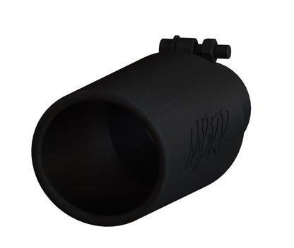 Punta universal MBRP 4 in OD Extremo enrollado en ángulo Entrada de 2,5 in Longitud de 12 in Negro