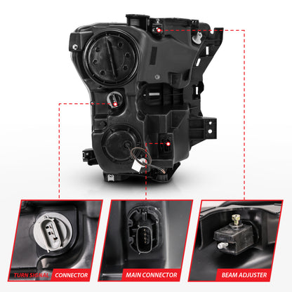 ANZO 2015-2017 Ford F-150 Projetor Faróis com Plank Style Switchback Preto c/ Âmbar