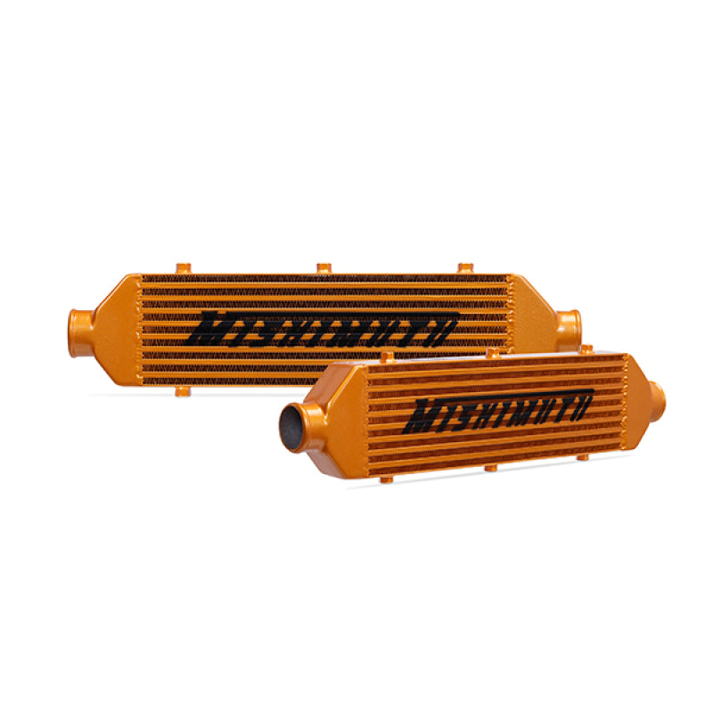 Mishimoto Universal Gold Z Line Intercooler  Overall Size: 28x8x3 Core Size: 21x6x2.5 Inlet / Outlet