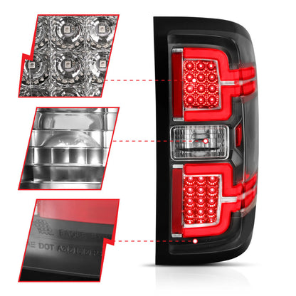 ANZO 2014-2018 Chevy Silverado 1500 LED lanternas traseiras pretas