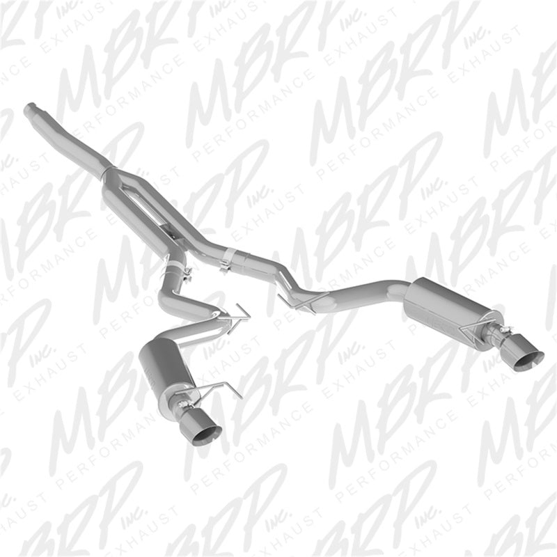 MBRP 15-18 Ford Mustang EcoBoost 2.3L T409 3in Cat Back Salida trasera doble dividida (versión de carrera)