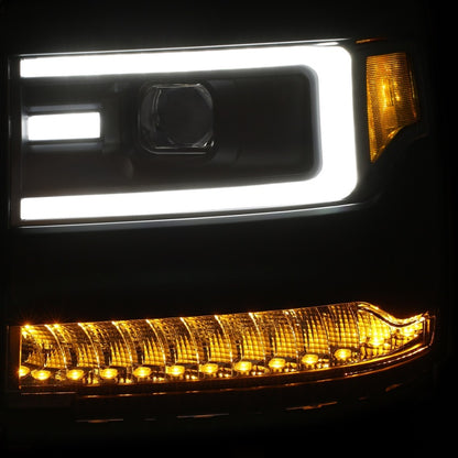 ANZO 16-17 Chevy Silverado 1500 Prjctr. Estilo da prancha do farol. com âmbar (somente funciona com caminhão equipado com HID)