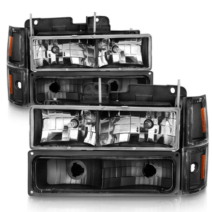 ANZO 88-98 Chevrolet C1500 Faróis de cristal preto