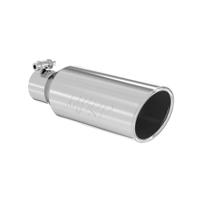 MBRP Punta universal 4 pulg. DE 2,5 pulg. Entrada 12 pulg. Longitud Corte en ángulo Extremo enrollado Sin abrazadera Sin soldadura T304
