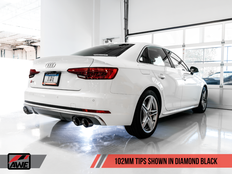 AWE Tuning Audi B9 S4 SwitchPath Exhaust - Não ressoado (pontas pretas de 102 mm)