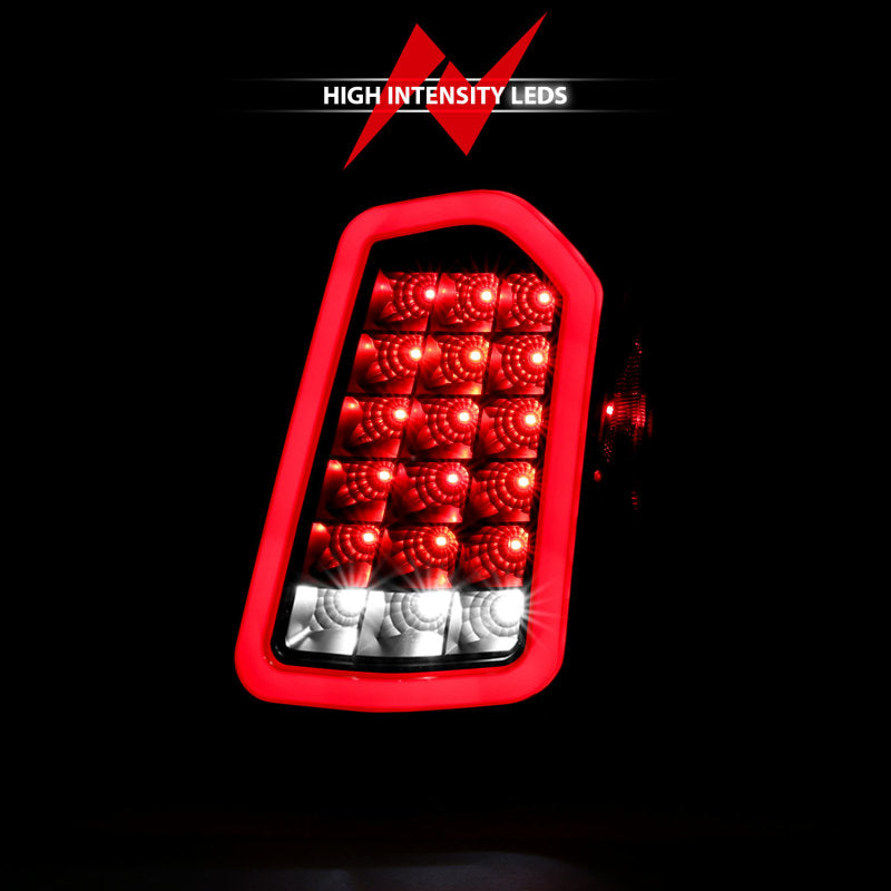 Lanternas traseiras de LED ANZO 11-14 Chrysler 300 pretas com sequencial