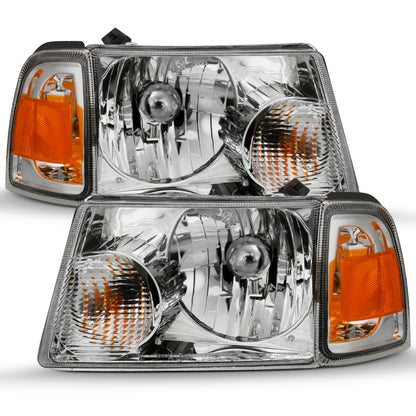 ANZO 2001-2011 Ford Ranger Crystal Headlight cromado con luces de esquina (reemplazo OE)