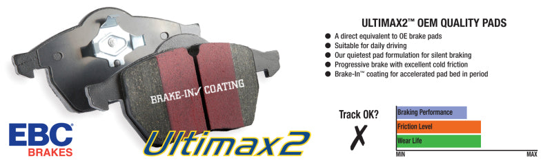 EBC 2013+ Lincoln MKZ 2.0L Hybrid Ultimax2 Front Brake Pads