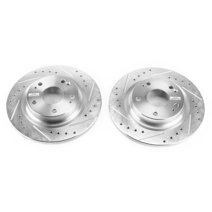 Power Stop 17-18 Honda Civic Si Rear Evolution Rotores perforados y ranurados - Par