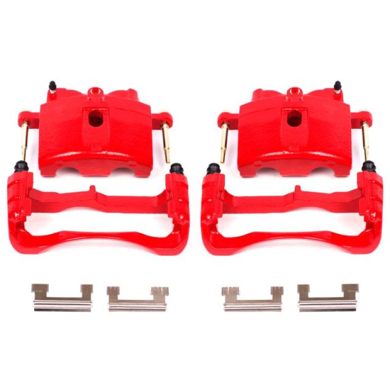 Power Stop 00-04 Cadillac DeVille Pinzas delanteras rojas con soportes - Par