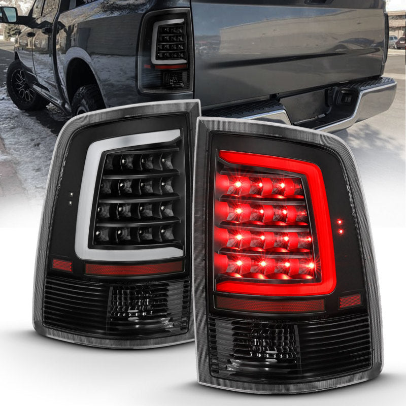 ANZO 2009-2018 Dodge Ram 1500 LED lanterna traseira estilo prancha preta com lentes transparentes