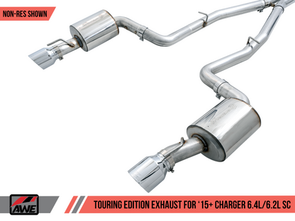 AWE Tuning 2015+ Dodge Charger 6.4L/6.2L SC Non-Resonated Touring Edition Escape - Silver Tips
