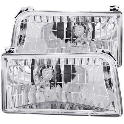 ANZO 1992-1996 Ford F-150 faróis de cristal cromados