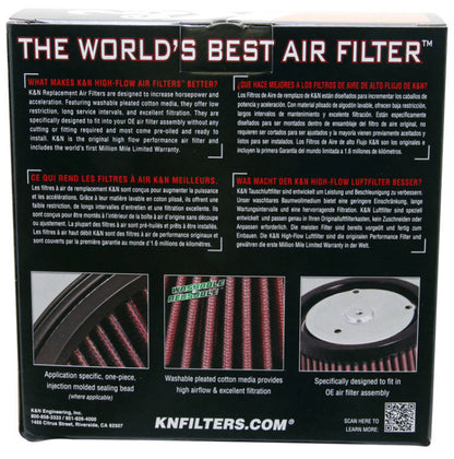 K&N Replacement Air Filter 1.625in H x 7.5in L for Harley-Davidson