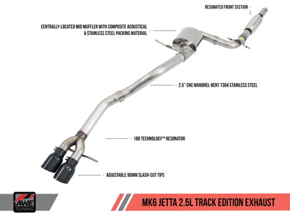 Escape AWE Tuning Mk6 Jetta 2.5L Track Edition - Pontas de prata polida