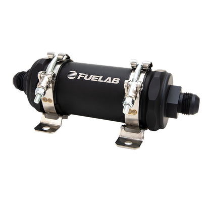 Filtro de combustível em linha Fuelab PRO Series (10gpm) -10AN In/-10AN Out Fibra de vidro de 6 mícrons - Preto fosco