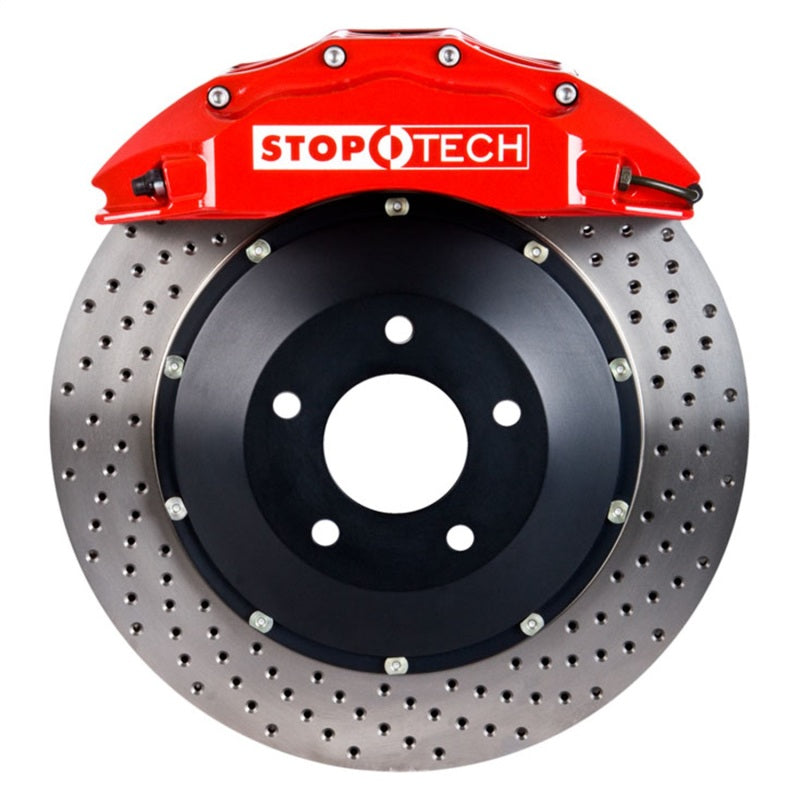 StopTech 14-15 Chevy Corvette Z51 Front BBK w/ Red ST-60 Calipers Drilled 380x32mm Rotors Pads