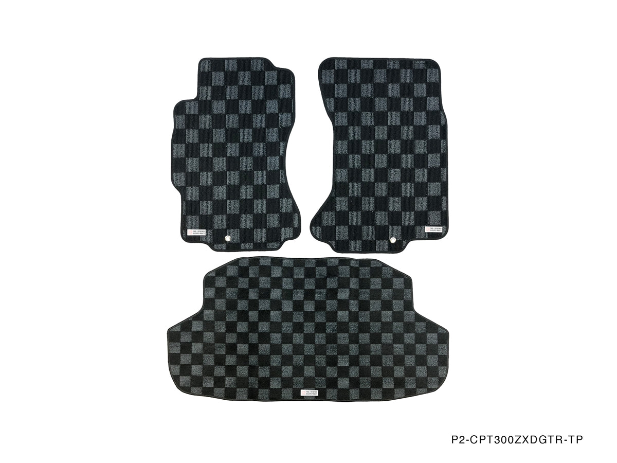 P2M - NISSAN Z32 300ZX 1990-96 RACE FLOOR MATS + TRUNK MAT (3PCS SET) : DARK GREY(P2-CPT300ZXDG-TP)