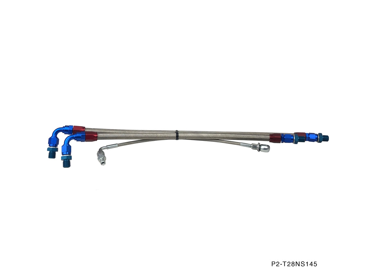 P2M - KIT LINEA TURBO TRENZADA ACERO NISSAN S14/15 SR20DET (P2-T28NS14)