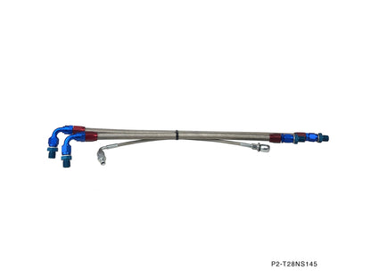 P2M - KIT LINEA TURBO TRENZADA ACERO NISSAN S14/15 SR20DET (P2-T28NS14)