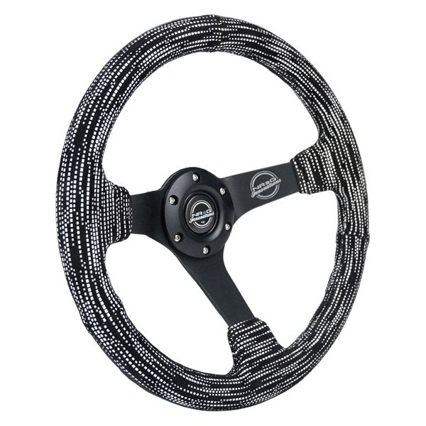 NRG - Reinforced Steering Wheel (350mm / 3in. Deep) Microfiber/Black Stitch w/5mm Matte Black Spokes